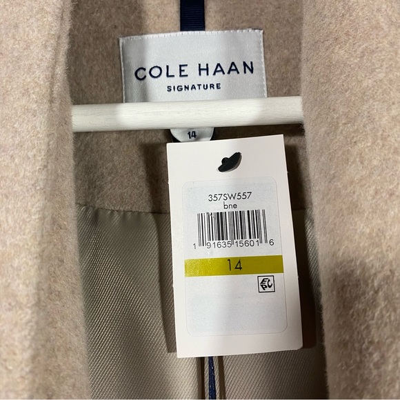 Cole Haan Slick Wrap Coat wool blend size 14 bone color - Picture 4 of 10